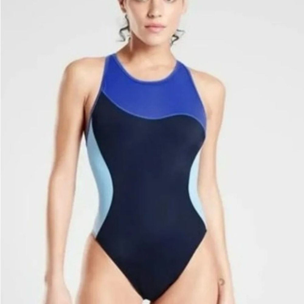 Sale ! Athleta Freestyle Blue Colorblock One Piece Swimsuit
 NWOT - size 34/ 6